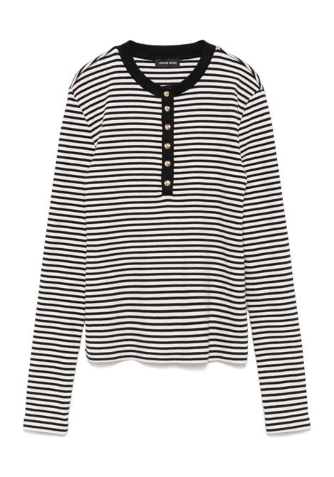 t-shirt l/s alessia donna bianca e nera ANINE BING | A-08-10314MTL2